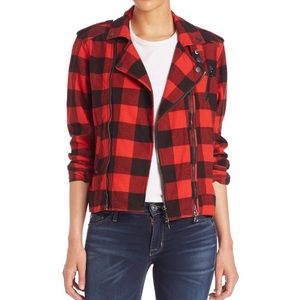 Hudson Cynic Moto Jacket Red Buffalo Tundra Plaid Size Small